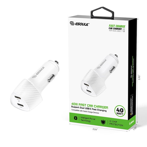 ESOULK 40W Dual Type-C Port FAST CAR CHARGER - Virbu Mobile