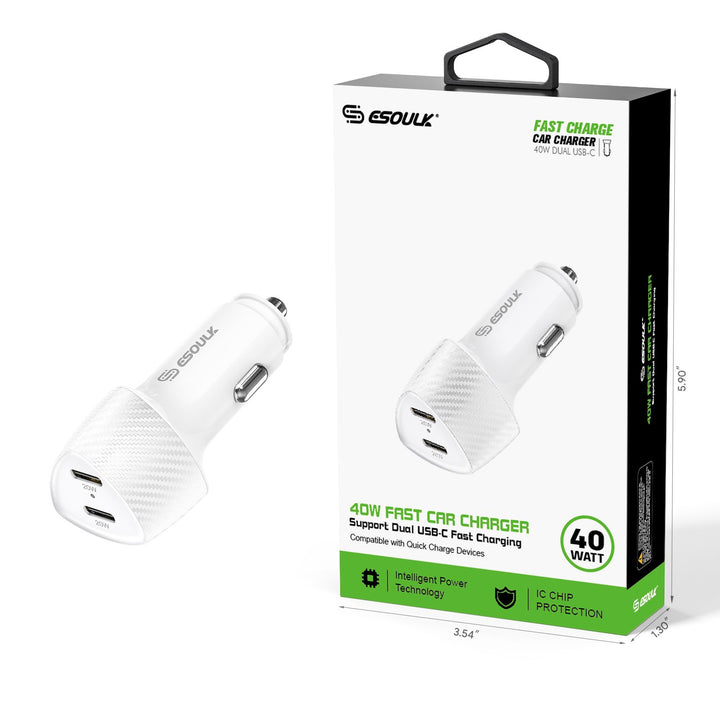 ESOULK 40W Dual Type-C Port FAST CAR CHARGER - Virbu Mobile