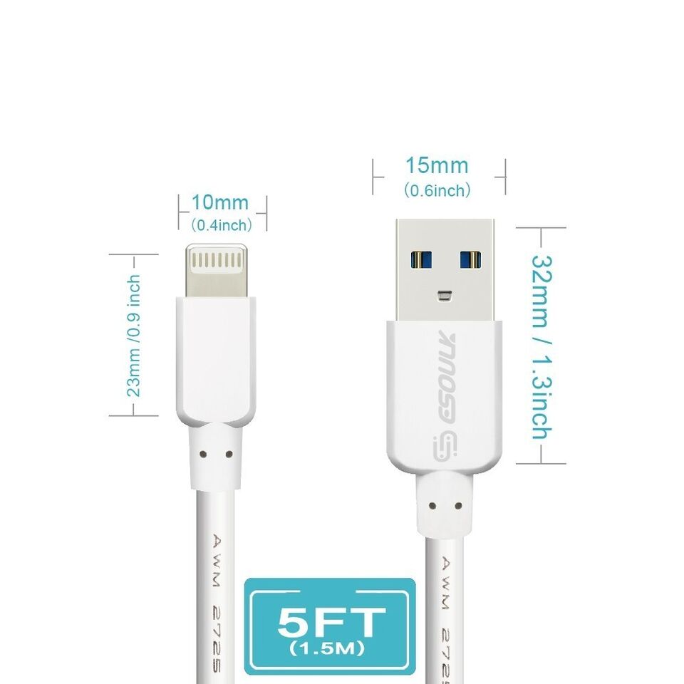 ESOULK USB-A to MFI Certified Apple Cable - 5FT - Virbu Mobile