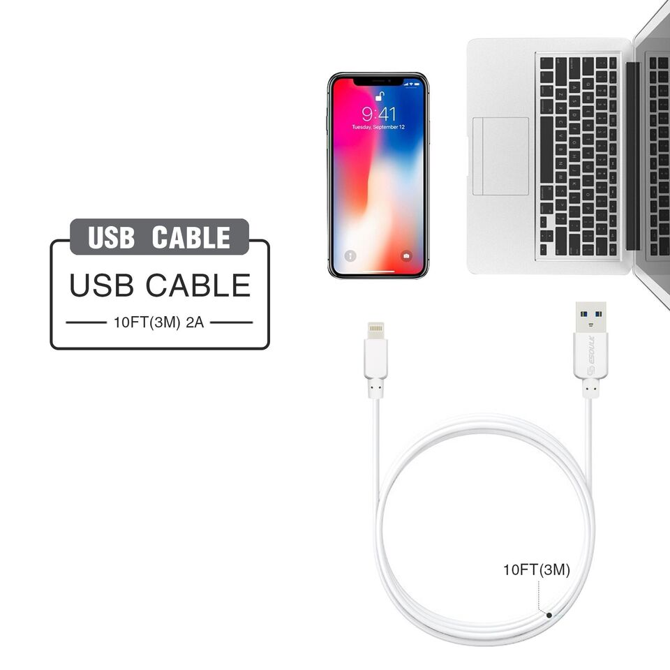 ESOULK Heavy Duty USB-A to MFI Certified Apple Cable - 10FT - Virbu Mobile