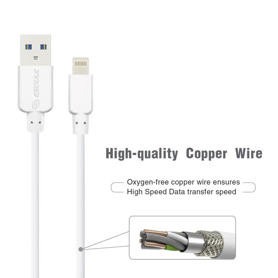 ESOULK USB-A to MFI Certified Apple Cable - 5FT - Virbu Mobile
